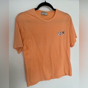 Maison Kitsune Double Fox Head Apricot Color T Shirt